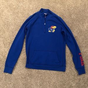 Victoria’s Secret PINK Kansas Jayhawks 1/4 Zip Pullover Size Medium